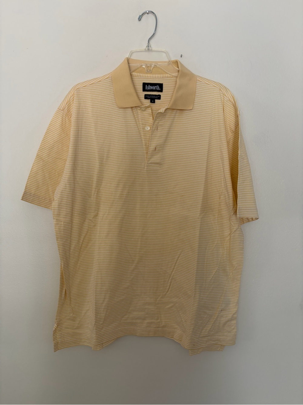 Ashworth Pale Yellow Striped Polo